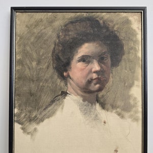Wunderschönes Antikes Portrait Gemälde einer Frau