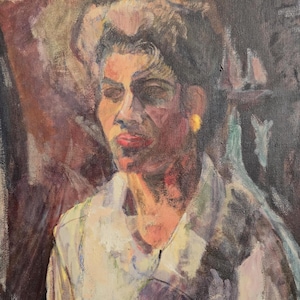Beautiful 1960s Portrait Painting of a Lovely Black Woman - Signed