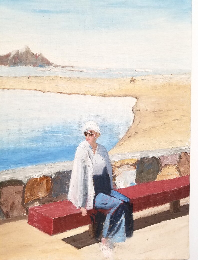 Mid Century Vintage Beach Scenic Painting