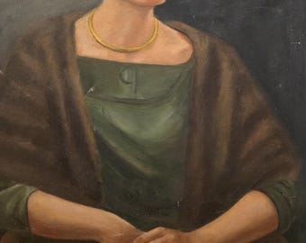 女性肖像画 油彩 1940年代の美しい女性の肖像画、Rust署名入り - Etsy 日本