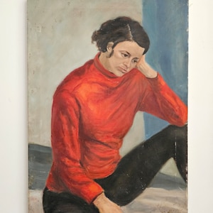 Vintage Melancholy Portrait Painting