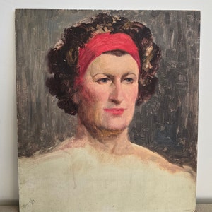 Vintage 60er Jahre Studio Portrait Gemälde einer Frau