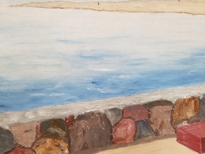 Mid Century Vintage Beach Scenic Painting