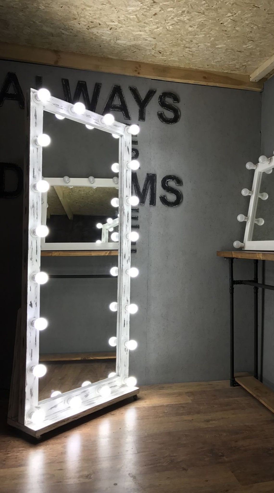 White Vanity espejo de Hollywood con luces gran espejo | Etsy