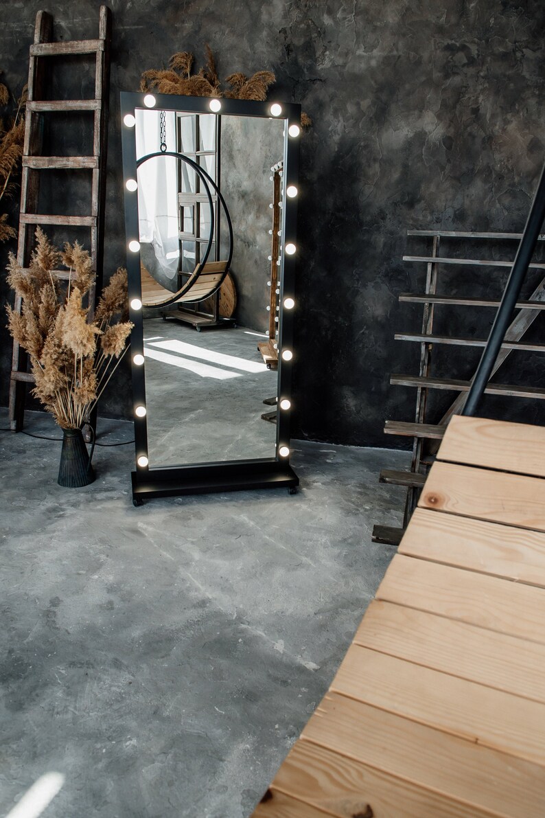 Espejo negro de Hollywood con luces espejo showroom con | Etsy