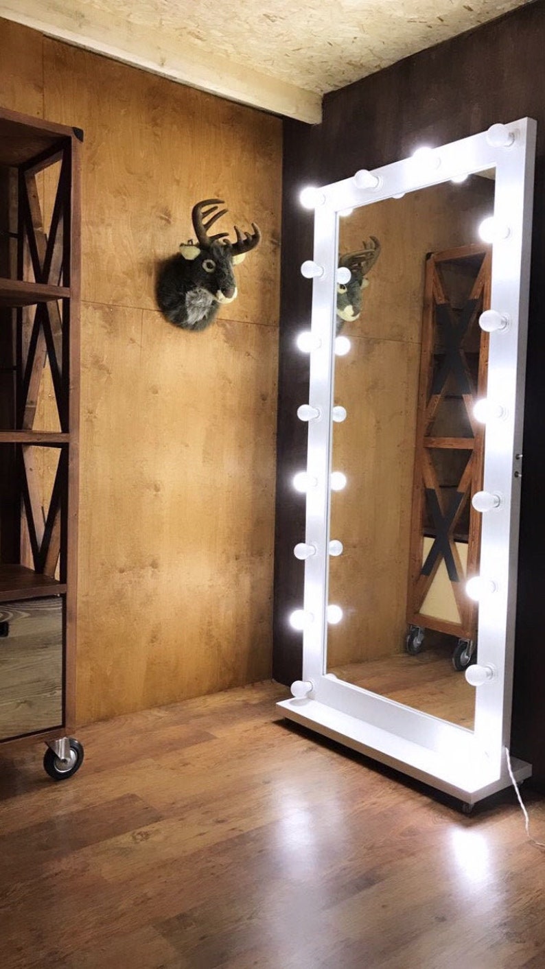 White Vanity espejo de Hollywood con luces gran espejo | Etsy