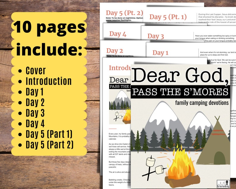 Family Devotional Printable, Bible Study, Camping Activities for Kids