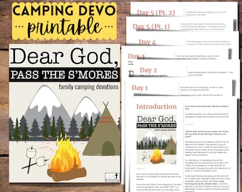 Family Devotional Printable, Bible Study, Camping Activities for Kids