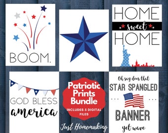 Patriotic Printable Wall Art, July Fourth Decor, Independence Day Wall Art Printable, Patriotic Decorations for Home, 4th of July Wall Print