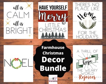 5 Piece Chrismas Decor Bundle | Christmas | Farmhouse | Minimalist | Simple | Printable | Digital