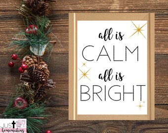 Home Decor | All is Calm | Christmas | Farmhouse | Minimalist | Simple | Printable | Digital