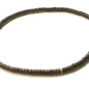 Brown Wooden Necklace For Men Size 18 Inch , Wood Bead Necklace , Men&#39;s Jewelry, Surfer Necklace Coconut Shell Gift For Men