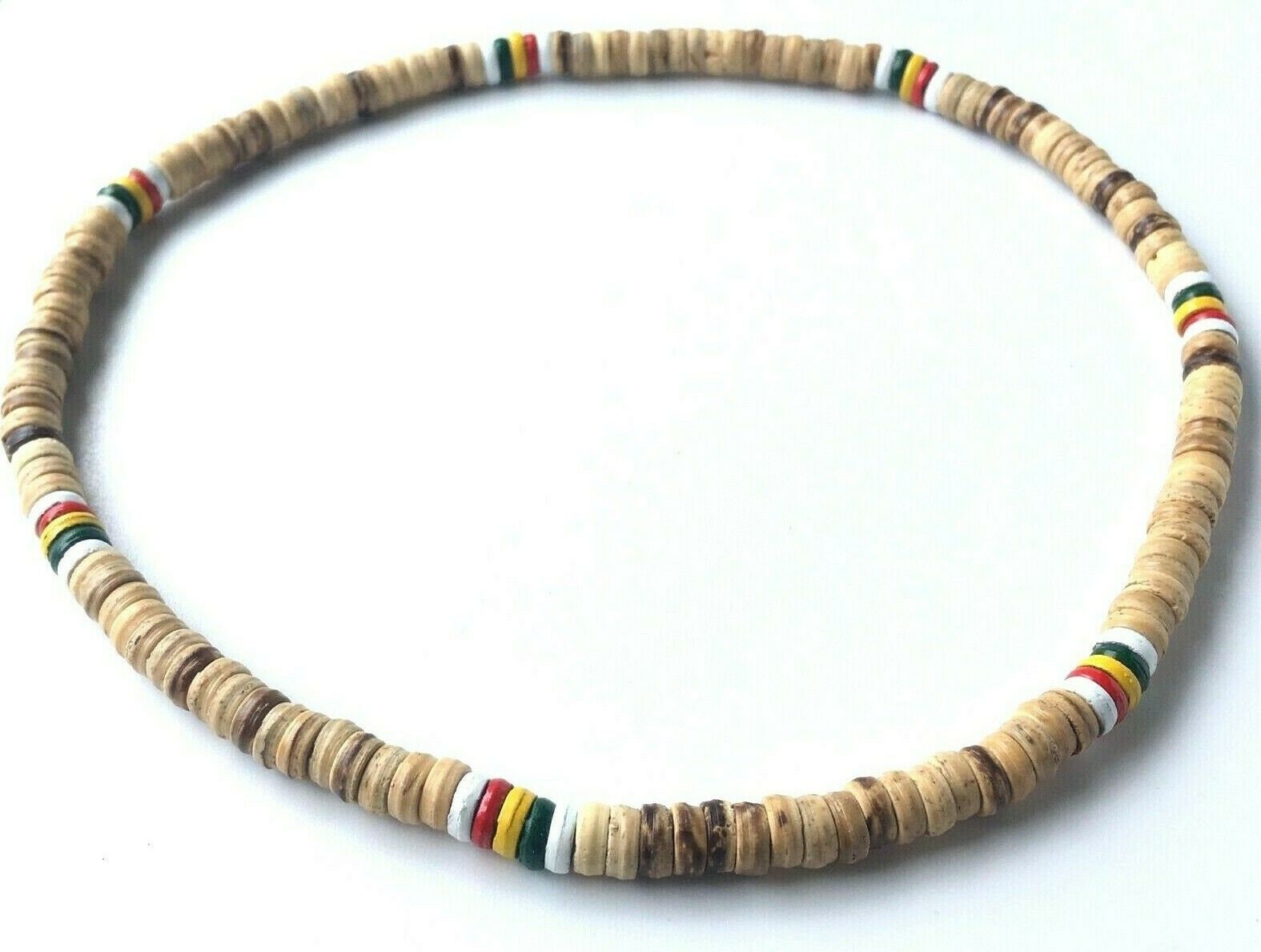Collana Uomo Surfista In Legno E Ceramica - Fatta A Mano, Impermeabile, Con Perle Sfumate 40+7 Cm