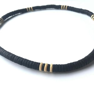 Surfer Necklace Men Size 18 Inch Black , Choker Necklace Men Wooden Beaded , Man Hippie Necklace, Surf Necklace Men