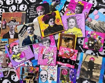 Mini Collage Art Grab Bag: Feminist Punk Riot Grrrl Mixed Media
