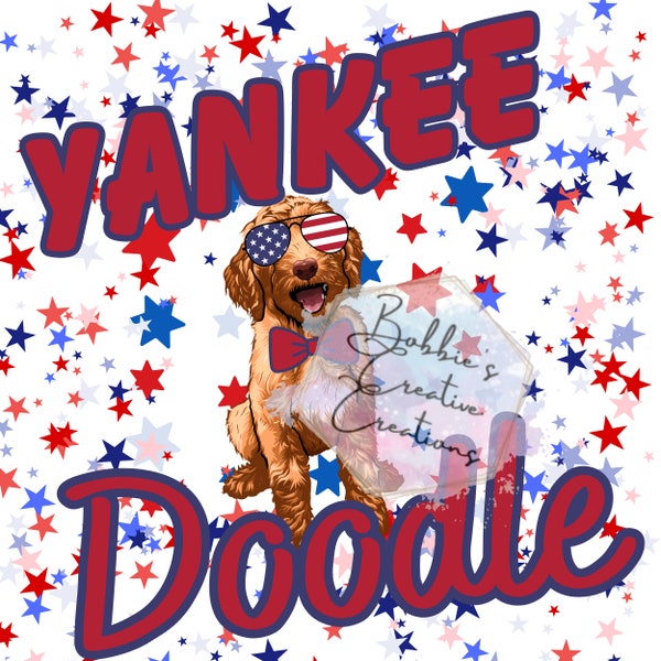 Golden Doodle dog sublimation, golden doodle png, doodle sublimation, doodle png, usa, america, 4th of july  sublimation, yankee doodle