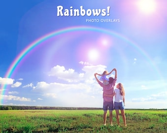 Rainbow Overlays, Rainy Sky Overlays for Photoshop