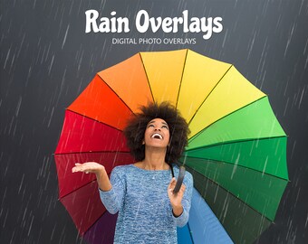 Falling Rain Overlays, Digital Textures Photoshop Overlays