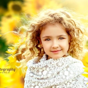 Sunflower Field Backdrop, Light & Airy Yellow Flowers