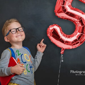 Superposiciones de números de globos, globos de aluminio Mylar con cintas y cuerdas imagen 3