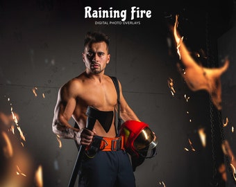 Raining Fire Overlay voor Photoshop, digitale foto-overlays