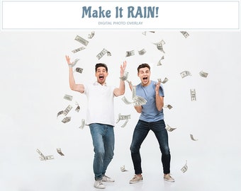 Nakładka Raining Money, cyfrowe spadające pieniądze dla Photoshopa
