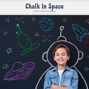 Chalk In Space Background, Digital Photoshop Composite Astronaut