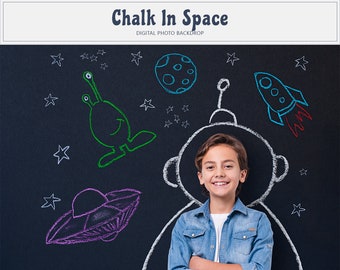 Chalk In Space Background, Digital Photoshop Composite Astronaut
