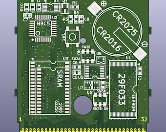 ゲームボーイ マルチカート PCB (MBC5、v2.0)
