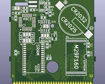 ゲームボーイカートリッジ PCB (MBC3、タイプ A)