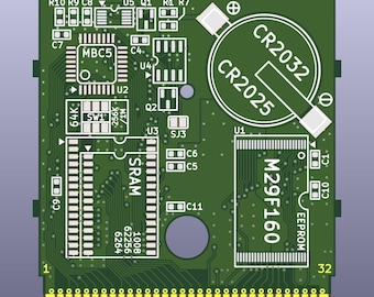 ゲームボーイカートリッジ PCB (MBC5、タイプ A)
