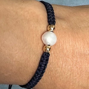 Handmade Friendship Bracelet with Water Pearls - Braided Cord Gift for Her