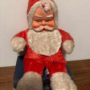 Vintage Plush Rubber Face Santa 50&#39;s 60&#39;s| Collectors Rubber Face Santa Doll| Christmas Stuffed Rubber Face Santa