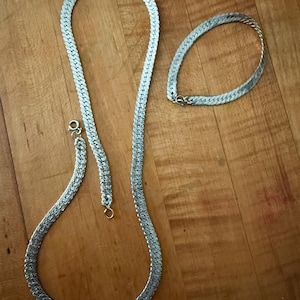 Set di collana e bracciale vintage in argento sterling a spina di pesce/Collana vintage in argento sterling a spina di pesce/Braccialetto in argento sterling 925