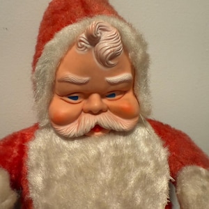 Vintage Plush Rubber Face Santa 50&#39;s 60&#39;s| Collectors Rubber Face Santa Doll| Christmas Stuffed Rubber Face Santa