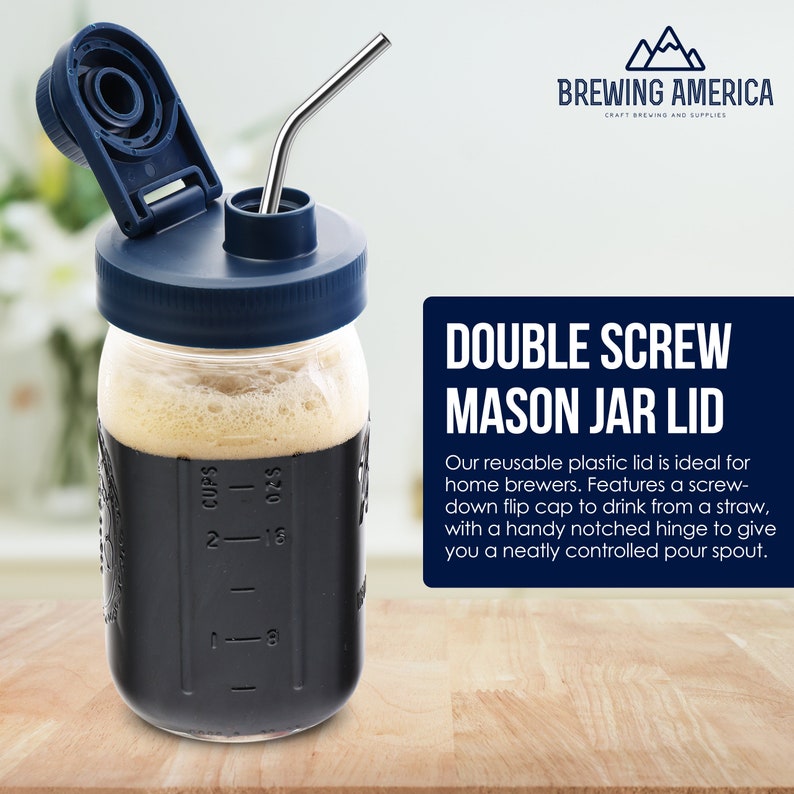 Mason Jar Lids Wide Mouth Plastic 4 Pack Leak Proof With Flip Cap