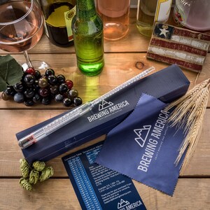 American-Made Thermo-Hydrometer ABV Tester Triple Scale Specific Gravity with Thermometer