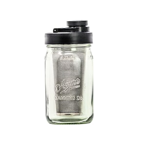 Cold Brew Coffee Maker Kit: Wide Mouth for Coffee, Infused Tea, Alcohol - 1 Quart 32 oz Black Lid