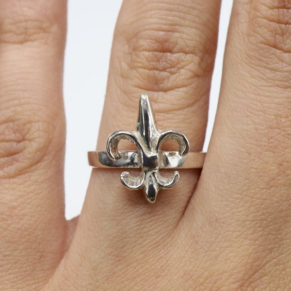 Men's Sterling Silver Fleur De Lis Micro Pave Ring – .925, Cubic Zirconia - View #4