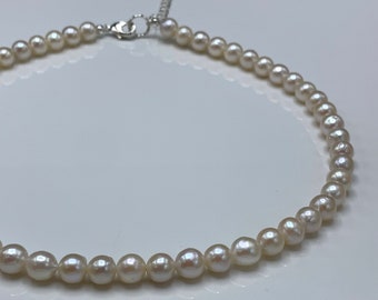 Lustrous Cream Freshwater Pearl Necklace, White Pearls, Flower Girl Pearls, Wedding Pearls, Bridesmaid Pearls *Clasp Choices Available*