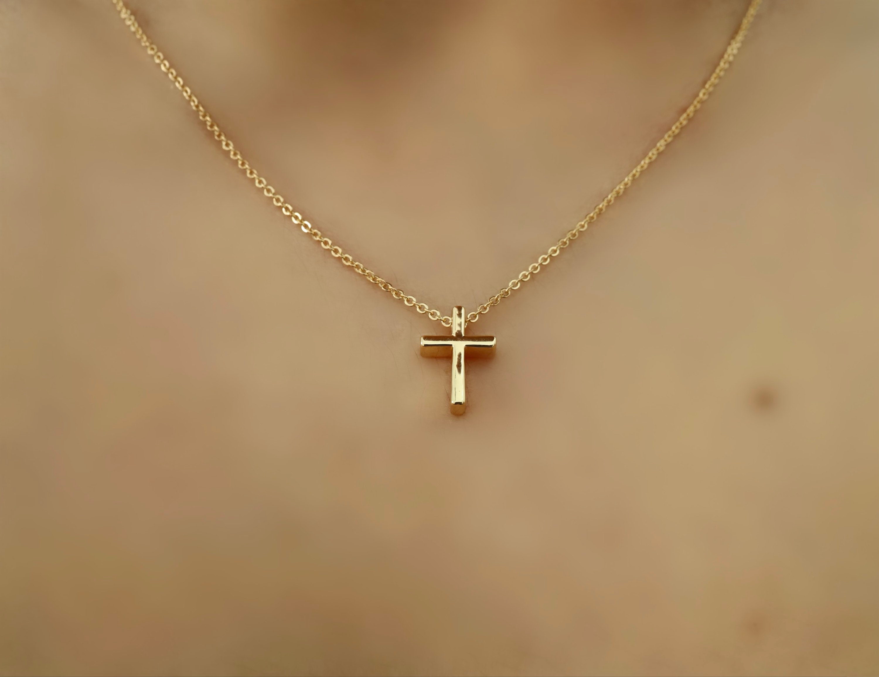 SUNNYCLUE 1 Box 50pcs Cross Beads Real 18K Gold Plated Crosses Bulk Mini Small Golden Cross Bead Tiny Cross Beaded Charm Easter Crucifix Loose