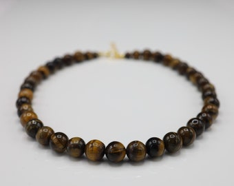 10mm Tiger Eye Necklace/Bracelet, Beaded Necklace, Protection Necklace, Mens Jewelry, Real Tiger Eye, Gift For Him, Mens Accessories