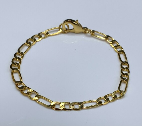 24k Gold Plated Figaro Chain Bracelet Dainty Bracelet Tiny