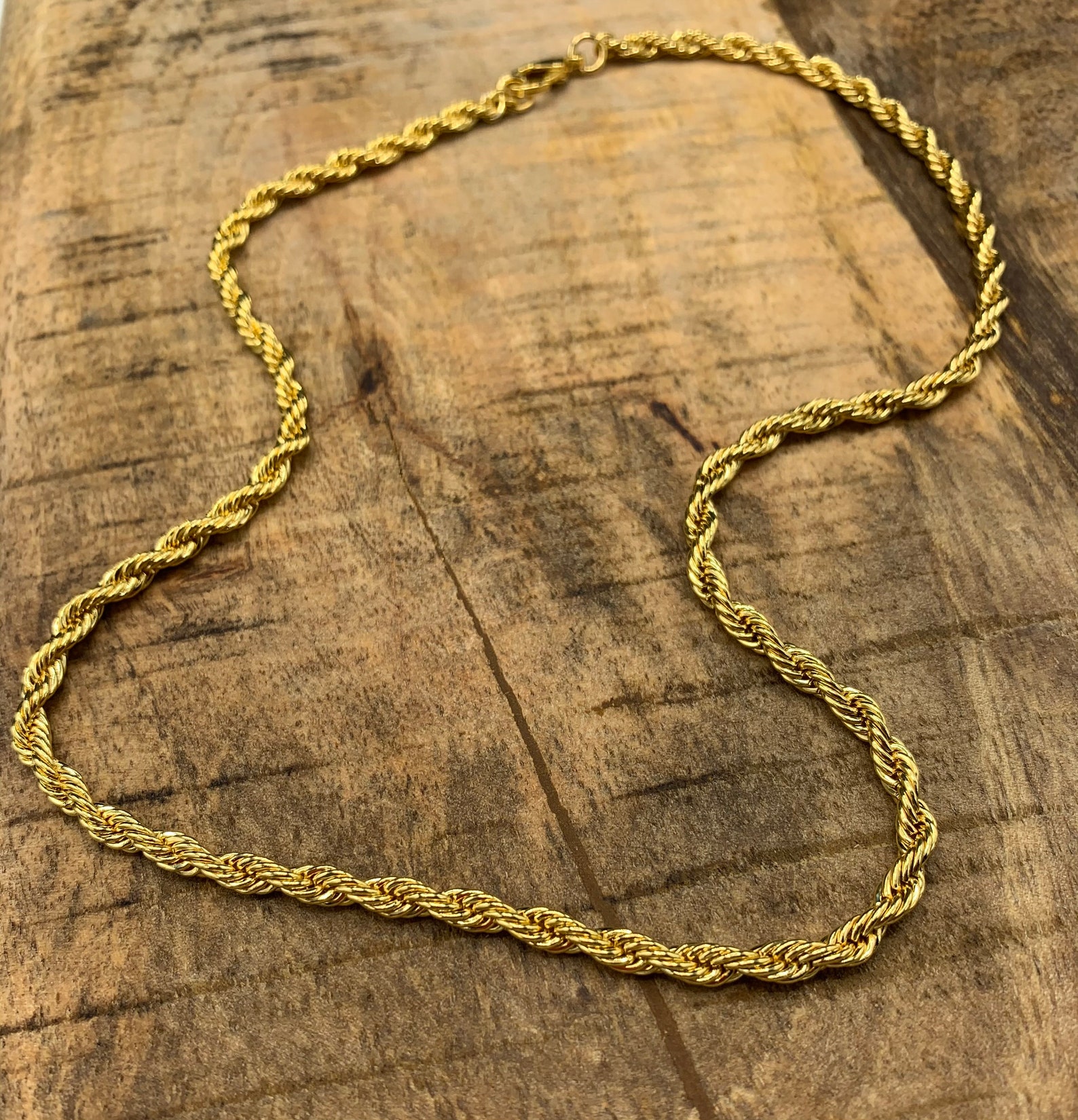 24k Gold Plated Rope Chain Choker/ Necklace Rope Chain Etsy