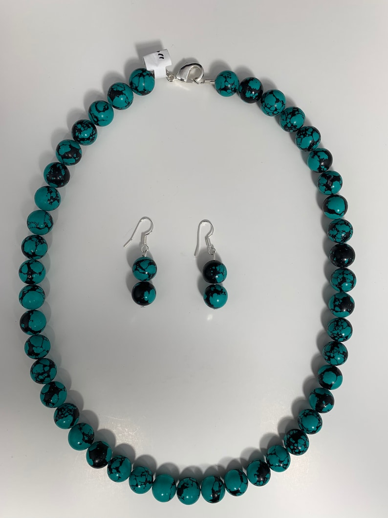8mm Turquoise Necklace and Earring Set