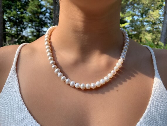 Freshwater Pearl Necklace, Bridal Pearls, White Pearl, Bridesmaid Jewelry, Classic Pearl Clasp *Choices Available*