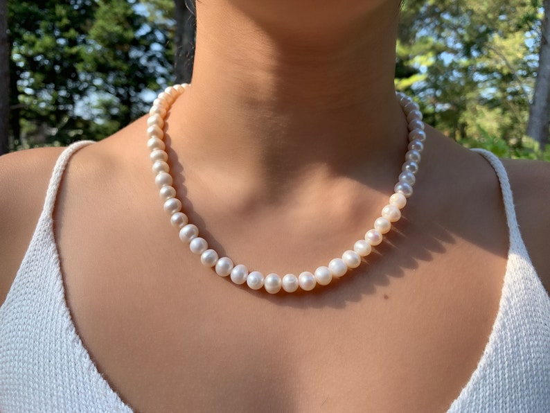 1 Set Pretty 7-8mm White Freshwater Pearl Necklace Bracelets Jewelry 