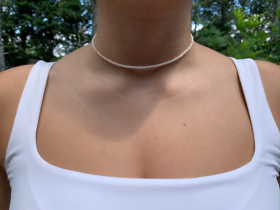 2mm Freshwater Pearl Choker White 