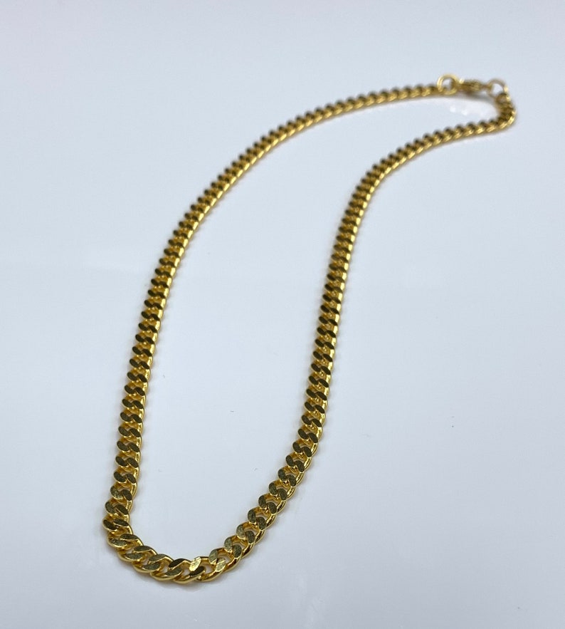 14 K Gold Filled Curb Chain Choker Necklace, Cuban Link Chain, 4.3mm Cuban Link Chain Choker image 3