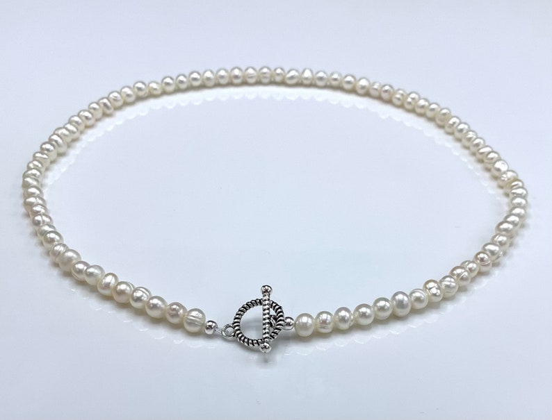 Freshwater Pearl Necklace with Toggle Clasp Silver Plated Etsy